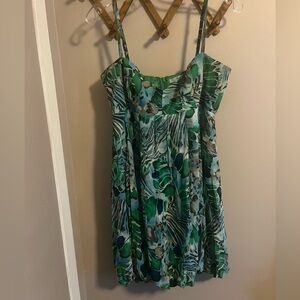 Marciano Silk floral dress spaghetti straps empire waist and bubble hem